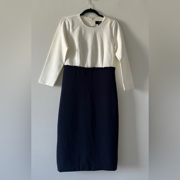 J Crew 365 Colorblock Midi Dress Ivory / Navy Size 4 Tall Business Casual Office - Picture 7 of 16
